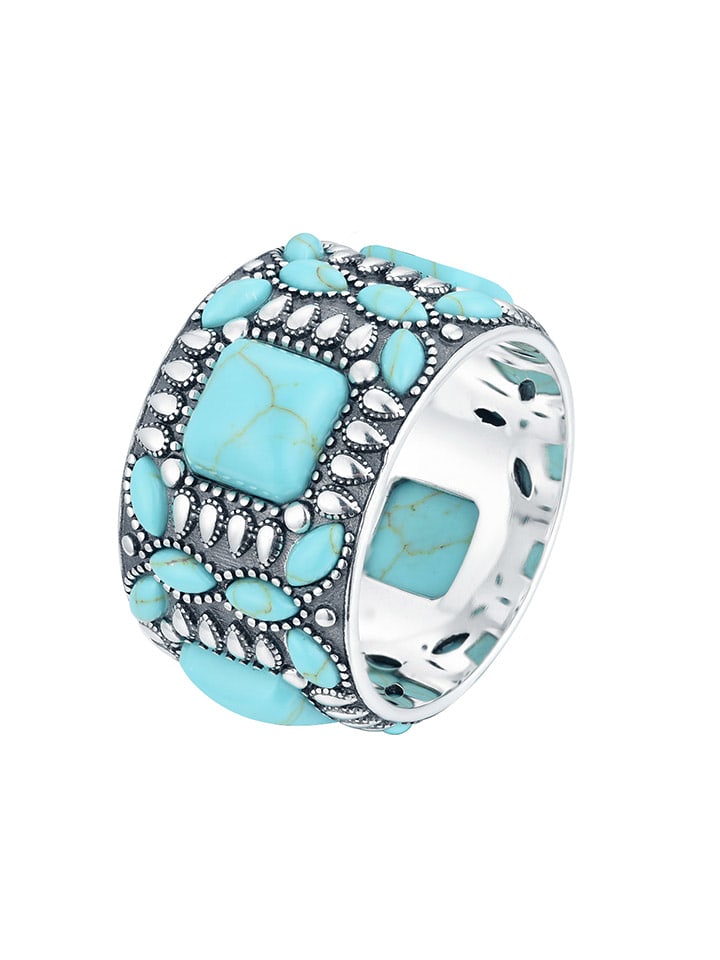 Nomad Srebrny pierścionek z kamieniami ozdobnymi rozmiar: 54