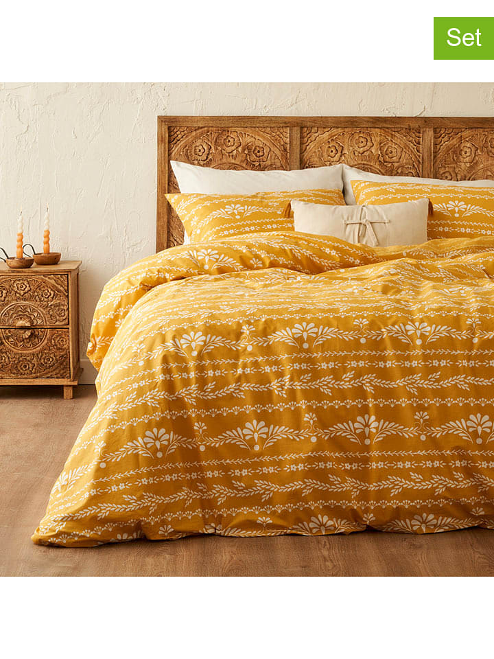 BELLA MAISON 3-częściowy komplet pościeli renforcé "Blessing" w kolorze musztardowym rozmiar: 200x220 cm