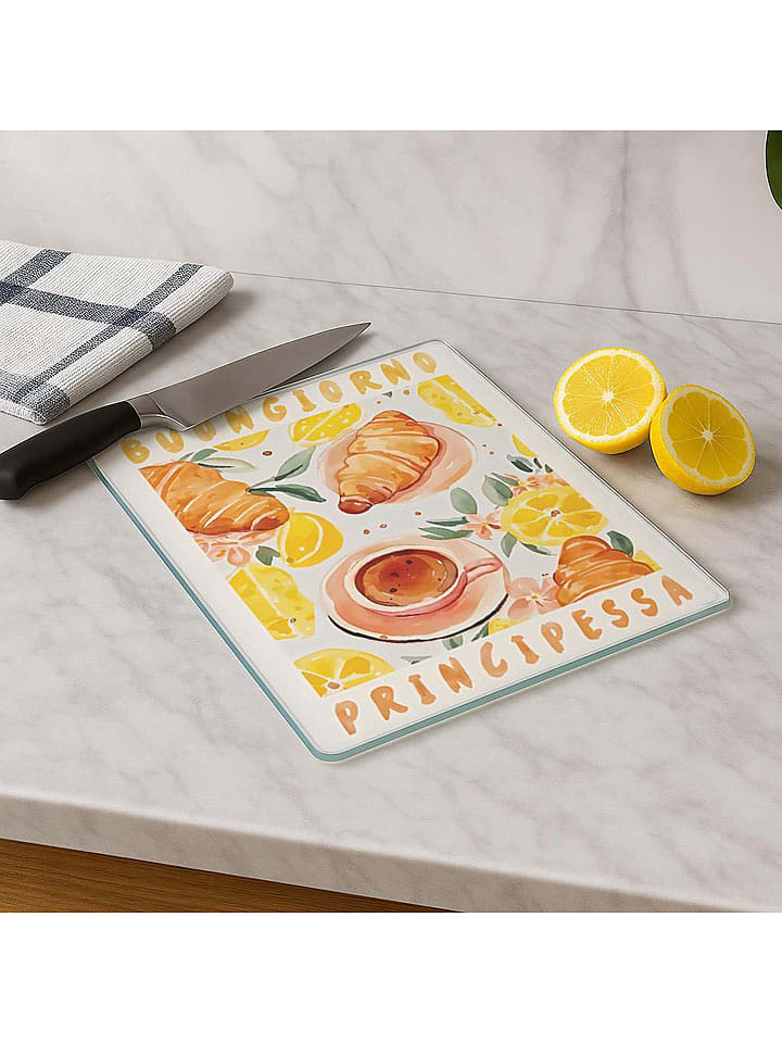 Violeta Home Deska w kolorze żółto-białym do krojenia - 40 x 30 cm rozmiar: onesize