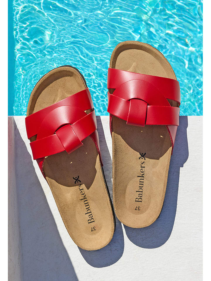 BABUNKERS Family Skórzane klapki w kolorze czerwonym rozmiar: 39