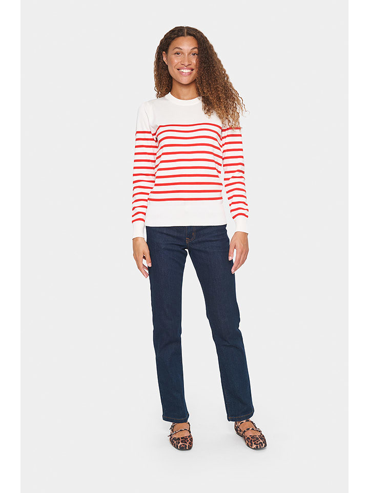 SAINT TROPEZ Sweter w kolorze biało-czerwonym rozmiar: XL