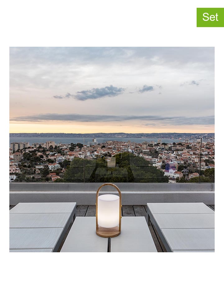 lumisky Lampy zewnętrzne LED (2 szt.) w kolorze brązowo-białym - wys. 37 x Ø 19 cm rozmiar: onesize