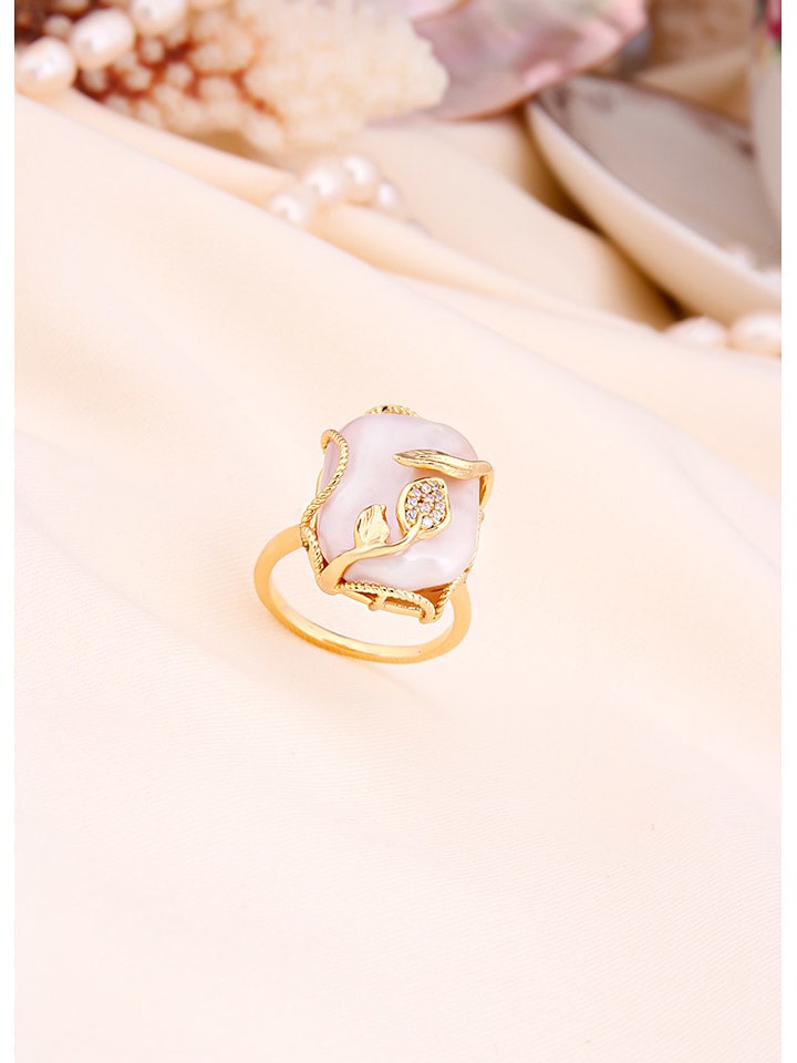 L'Atelier de Gaia Pozłacany pierścionek z perłą rozmiar: onesize