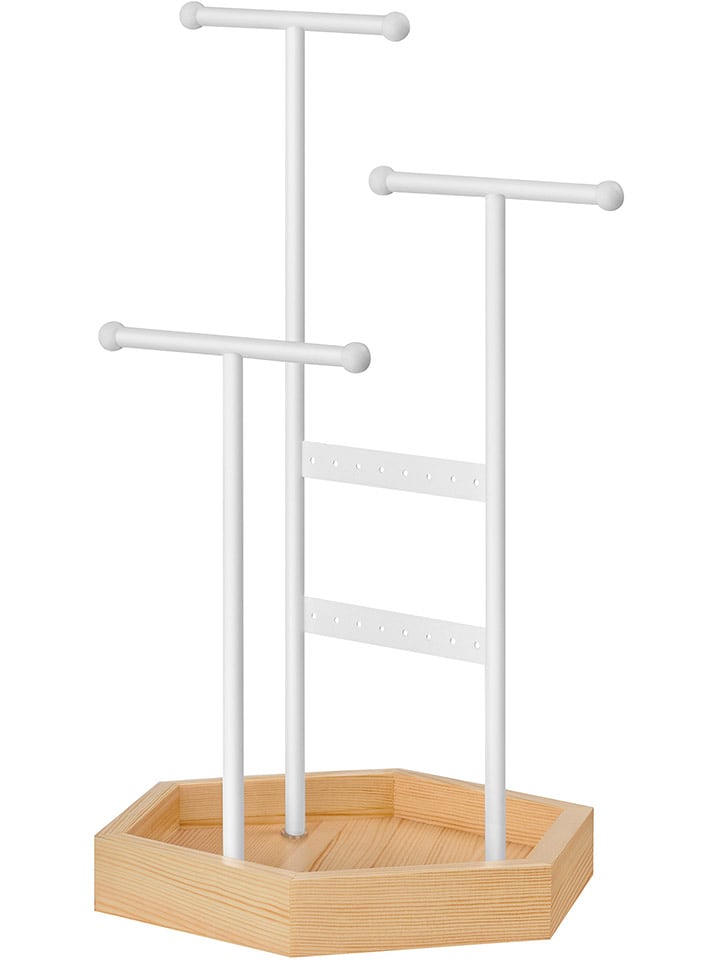Songmics Stojak w kolorze biało-jasnobrązowym na biżuterię - 20,5 x 36 x 18 cm rozmiar: onesize