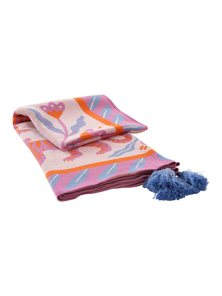 Jotex Narzuta "Roar" w kolorze jasnoróżowo-błękitno-pomarańczowym rozmiar: 130x170 cm