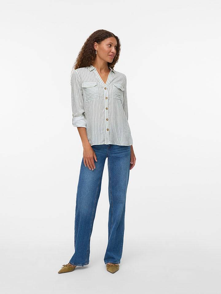 Vero Moda Koszula w kolorze biało-zielonym rozmiar: M