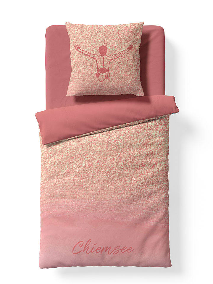 Chiemsee Komplet pościeli renforcé "Jumper" w kolorze koralowym rozmiar: 155x220 cm/80x80 cm