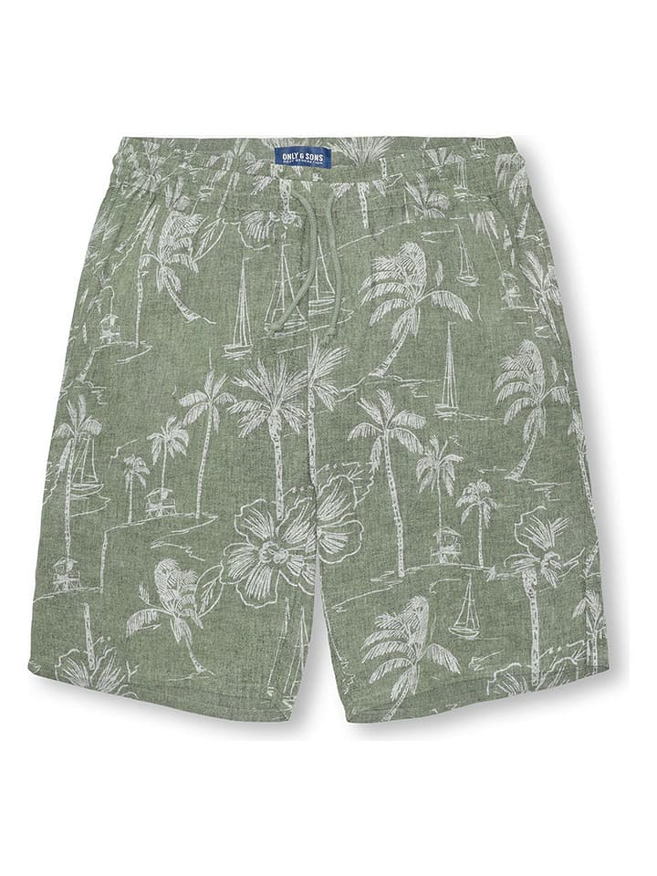 ONLY & SONS Junior Lniane szorty "Aiden" w kolorze szarym rozmiar: 158