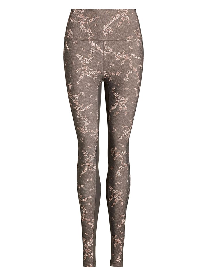 Rethinkit Legginsy sportowe "Beth" w kolorze szarobrązowym rozmiar: M