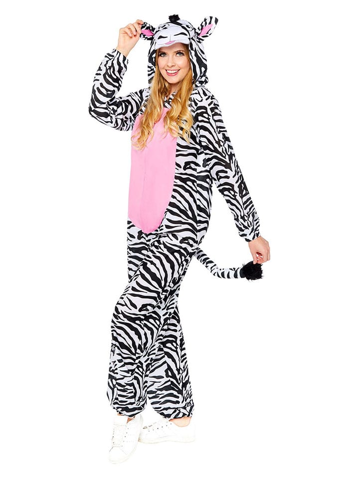 amscan Kombinezon kostiumowy "Zebra" w kolorze czarno-biało-jasnoróżowym rozmiar: M/L