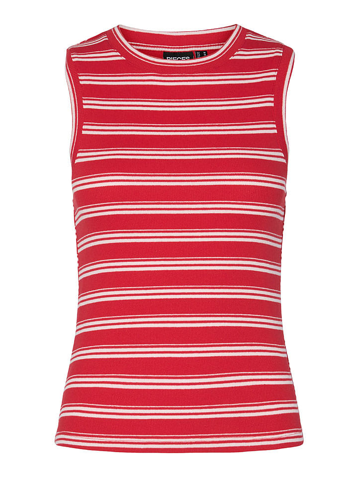 Pieces Top "Tadie" w kolorze czerwono-białym rozmiar: XL