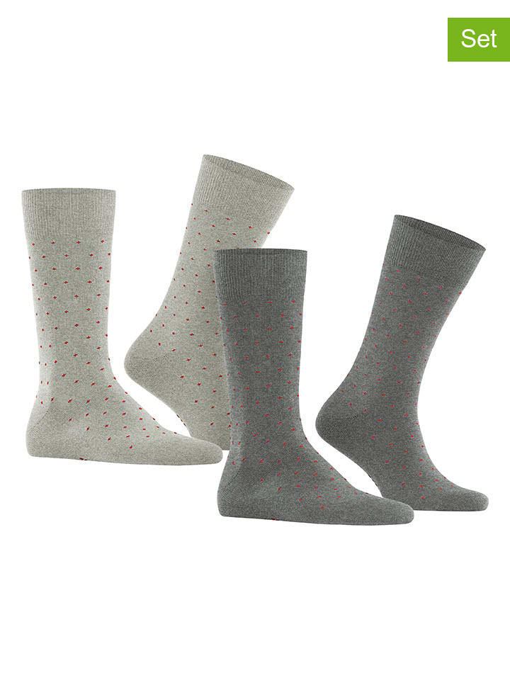 ESPRIT Skarpety (2 pary) "Fine Dot" w kolorze szaro-jasnoszarym rozmiar: 39-42