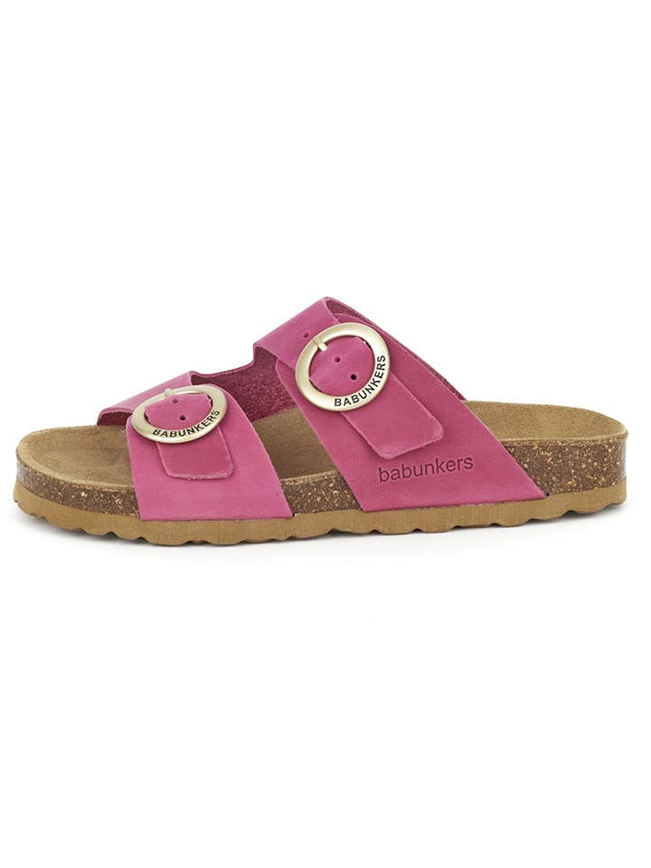 BABUNKERS Family Skórzane klapki w kolorze różowym rozmiar: 42