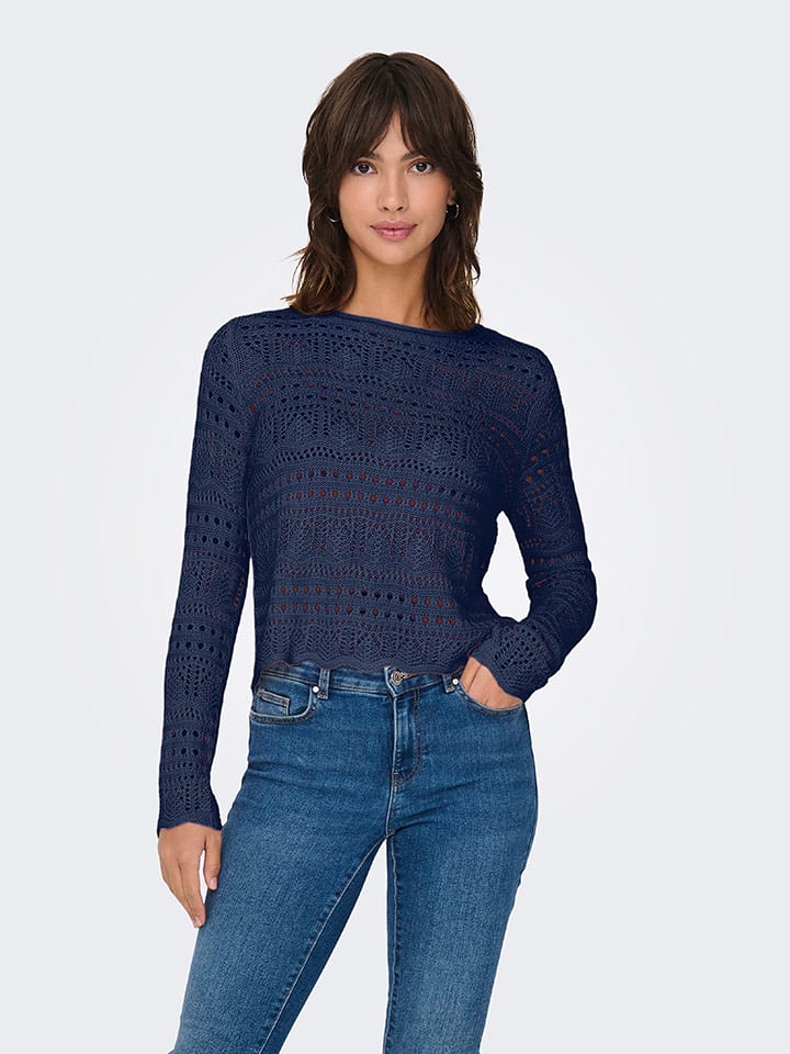 JDY Sweter w kolorze granatowym rozmiar: L