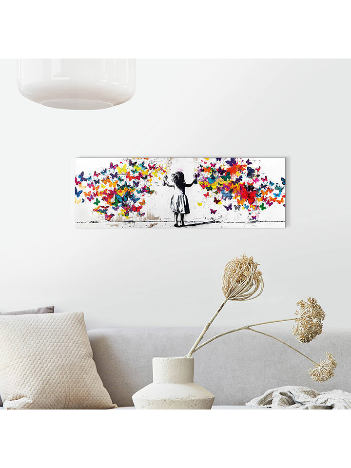 Orangewallz Druk artystyczny "Spray of Butterflies" w ramce rozmiar: 30x90 cm