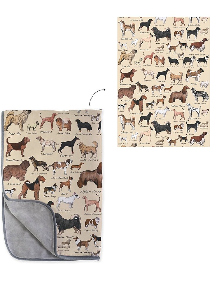 little nice things Koc "Dog Types" w kolorze beżowo-brązowym - 170 x 130 cm rozmiar: onesize