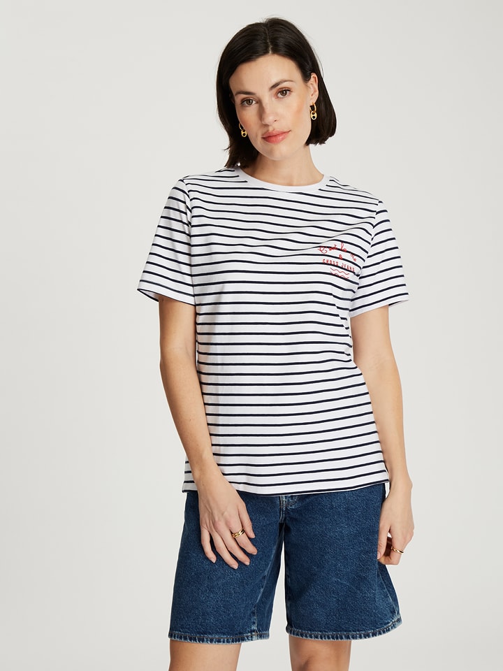 Cross Jeans Koszulka w kolorze biało-czarnym rozmiar: M