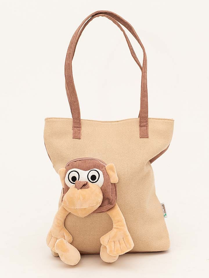 Crochetts Shopper bag "Monkey" w kolorze beżowo-jasnobrązowym - 35 x 36 x 5 cm rozmiar: onesize
