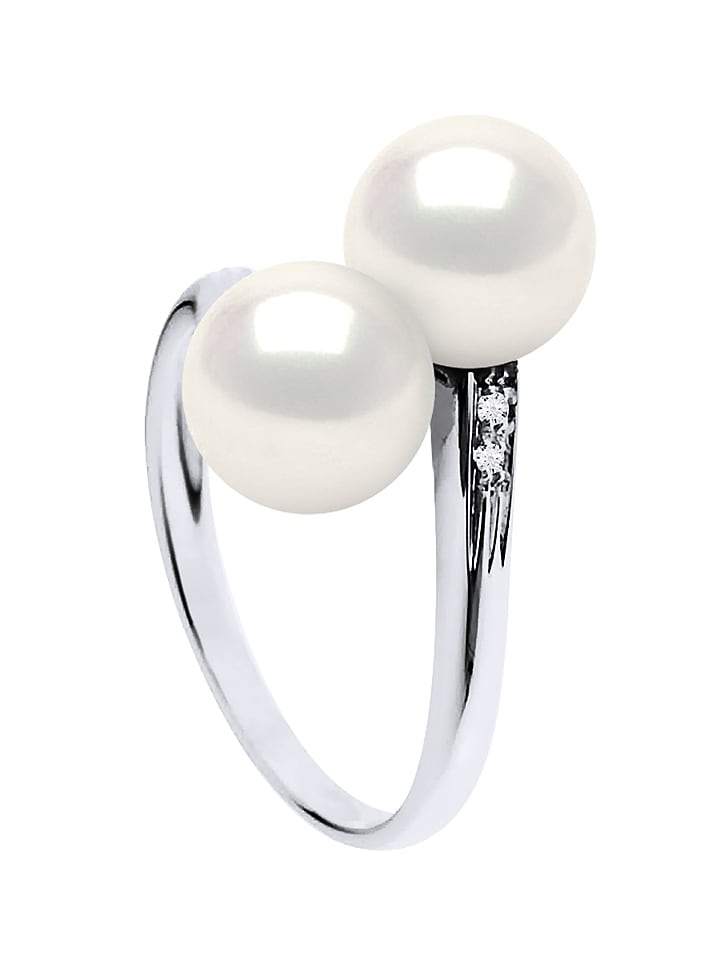 Mitzuko Złoty pierścionek z diamentami i perłami rozmiar: 48