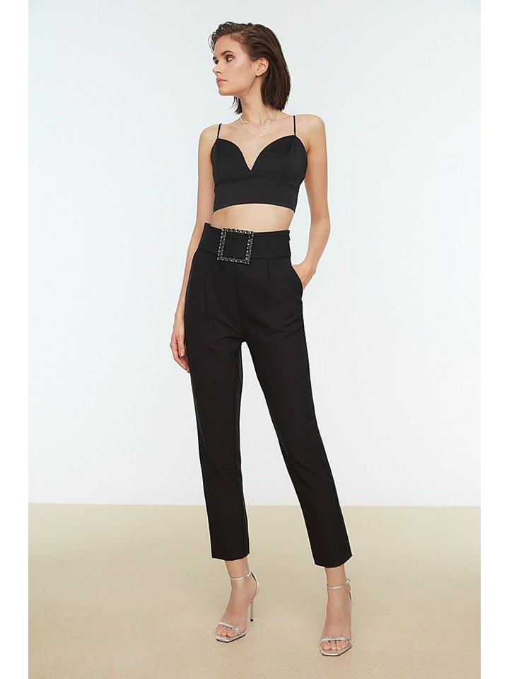 trendyol Spodnie w kolorze czarnym rozmiar: 42