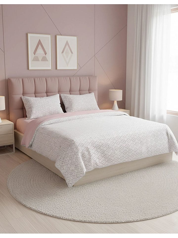 Mijolnir Komplet pościeli renforcé w kolorze biało-jasnoróżowym rozmiar: 200x200 cm