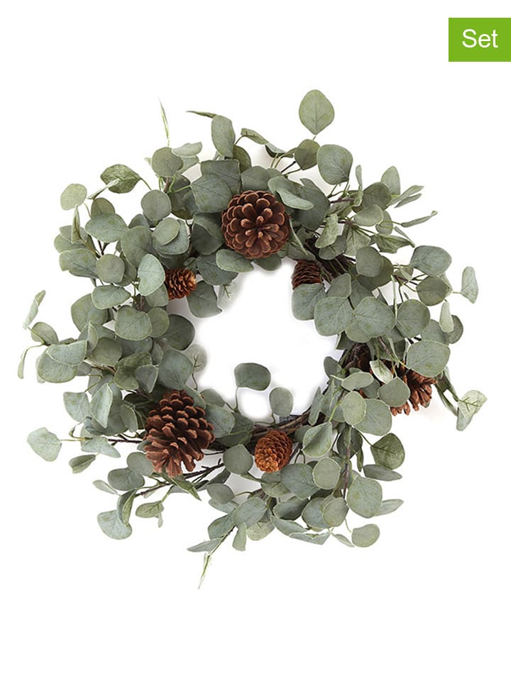 SiL Interiors Wieniec dekoracyjny w kolorze zielono-brązowym - Ø 60 cm rozmiar: onesize