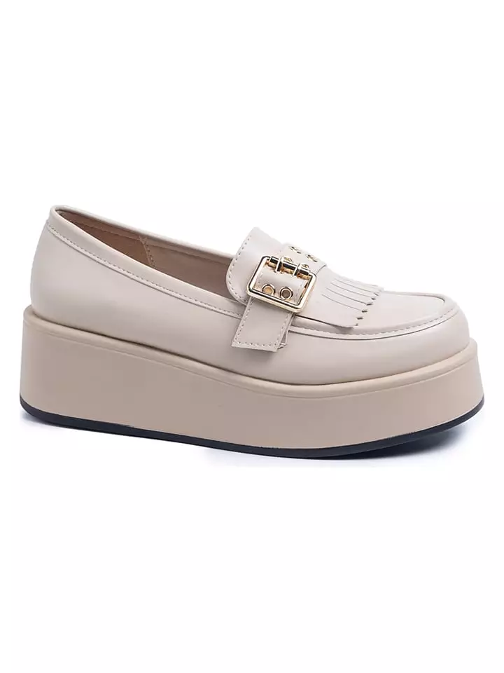 C'M Mokasyny w kolorze kremowym na koturnie rozmiar: 40