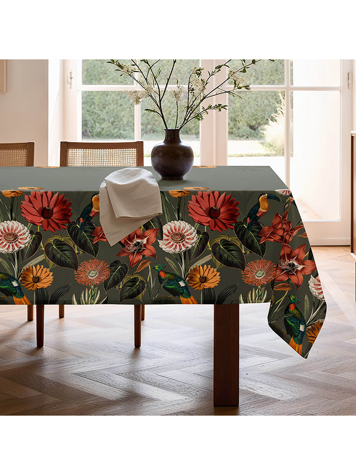 Mint Rugs Obrus "Floral And Tropical Edna" w kolorze jasnoróżowo-żółto-zielonym rozmiar: 155x300 cm