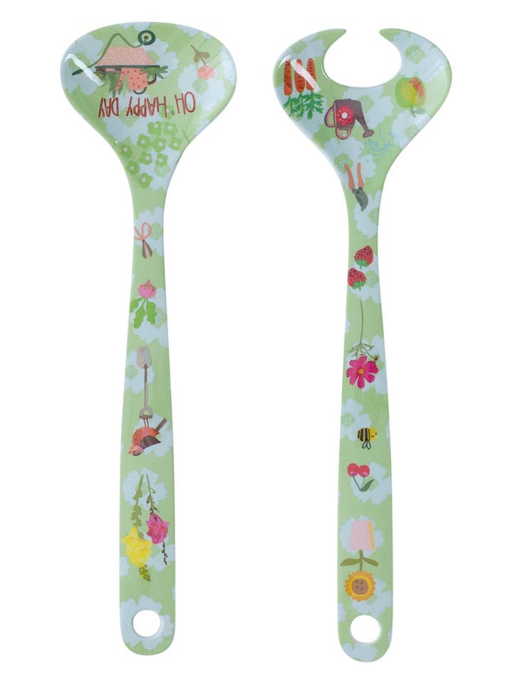 Overbeck and Friends Sztućce "Oh Happy Day" w kolorze zielonym do sałaty - dł. 26,5 cm rozmiar: onesize