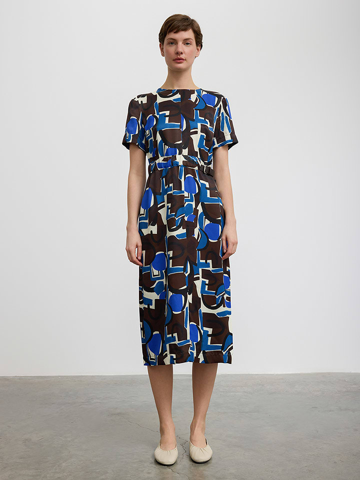 BGN Sukienka w kolorze niebiesko-kremowo-brązowym rozmiar: 40