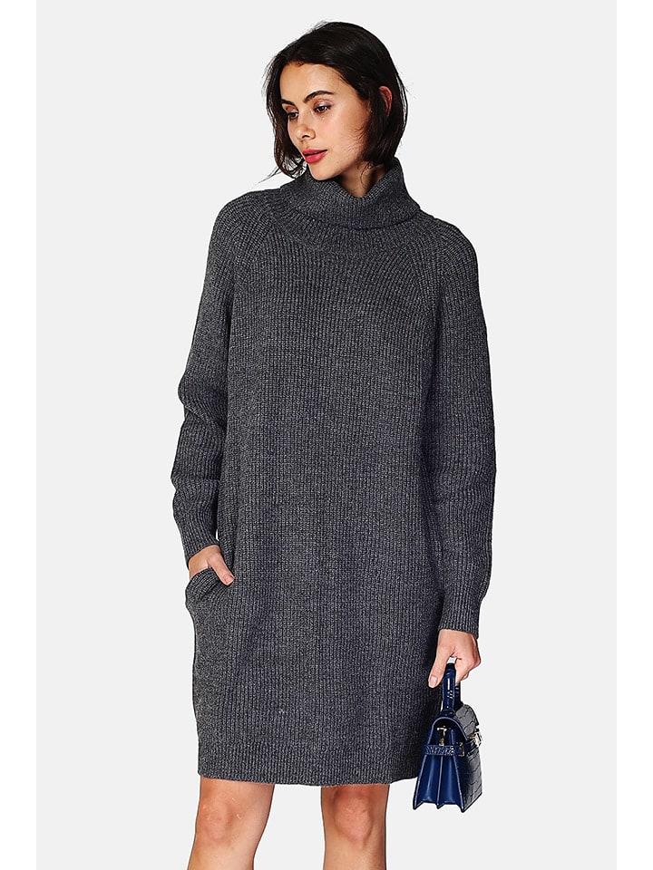 ASSUILI Sukienka dzianinowa w kolorze antracytowym rozmiar: 40