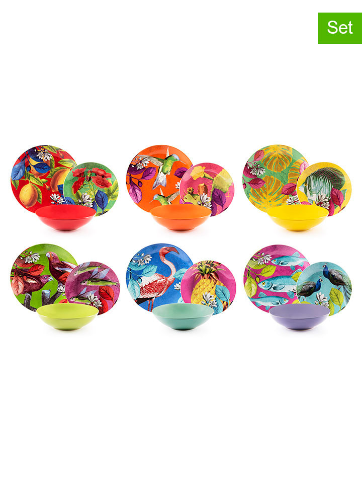 Trendy Kitchen by EXCÉLSA 18-częściowy zestaw talerzy "Rhapsody" ze wzorem rozmiar: onesize