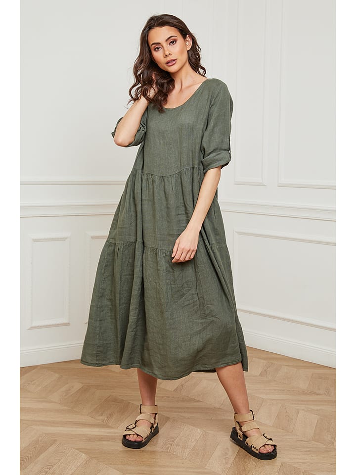 Plume Lniana sukienka "Depay" w kolorze khaki rozmiar: M