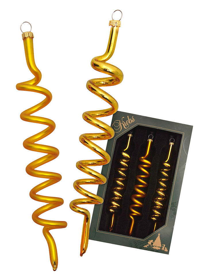 Krebs Glas Lauscha Ozdoby choinkowe (3 szt.) w kolorze złotym - wys. 14 cm rozmiar: onesize