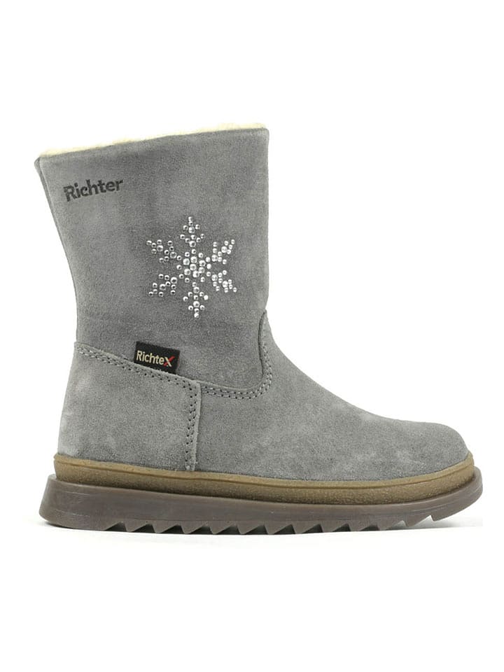 Richter Shoes Skórzane kozaki zimowe "Anna" w kolorze szarym rozmiar: 33