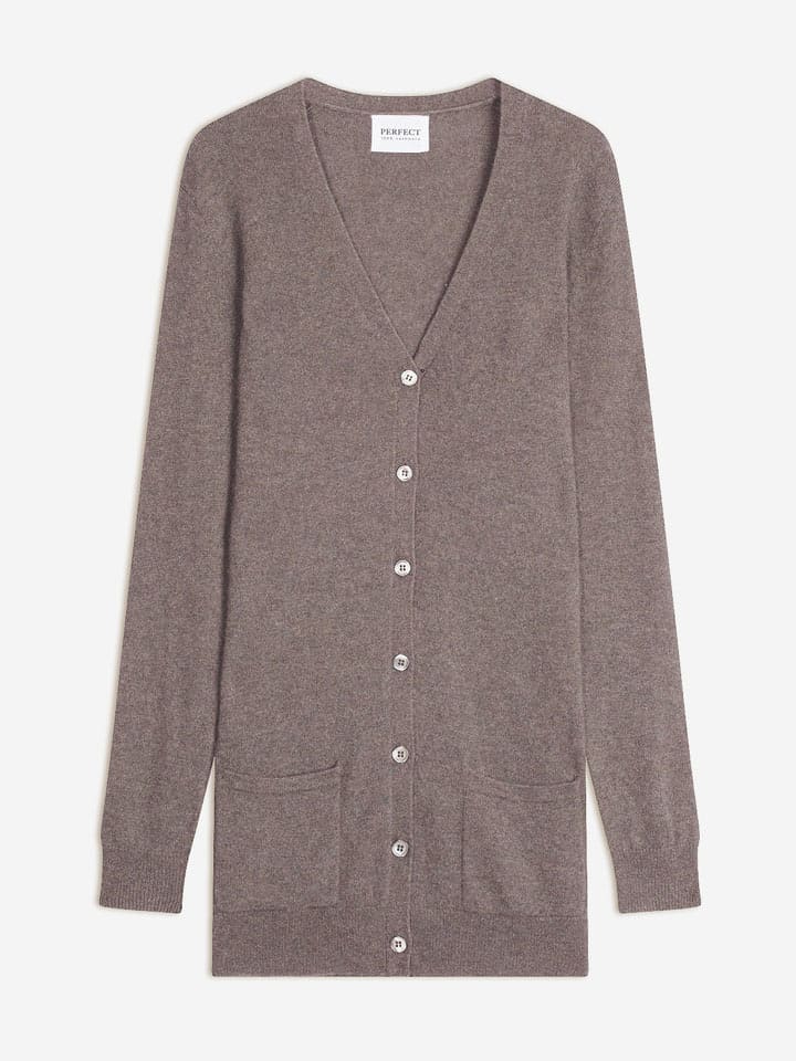 Perfect Cashmere Kaszmirowy kardigan "Pearl" w kolorze szarobrązowym rozmiar: L