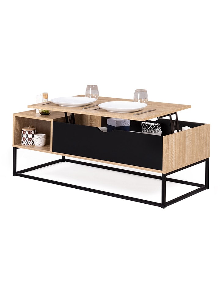 IDOMYA Essentials Ława "Memphis" w kolorze jasnobrązowo-czarnym - 110 x 44,5 x 55 cm rozmiar: onesize