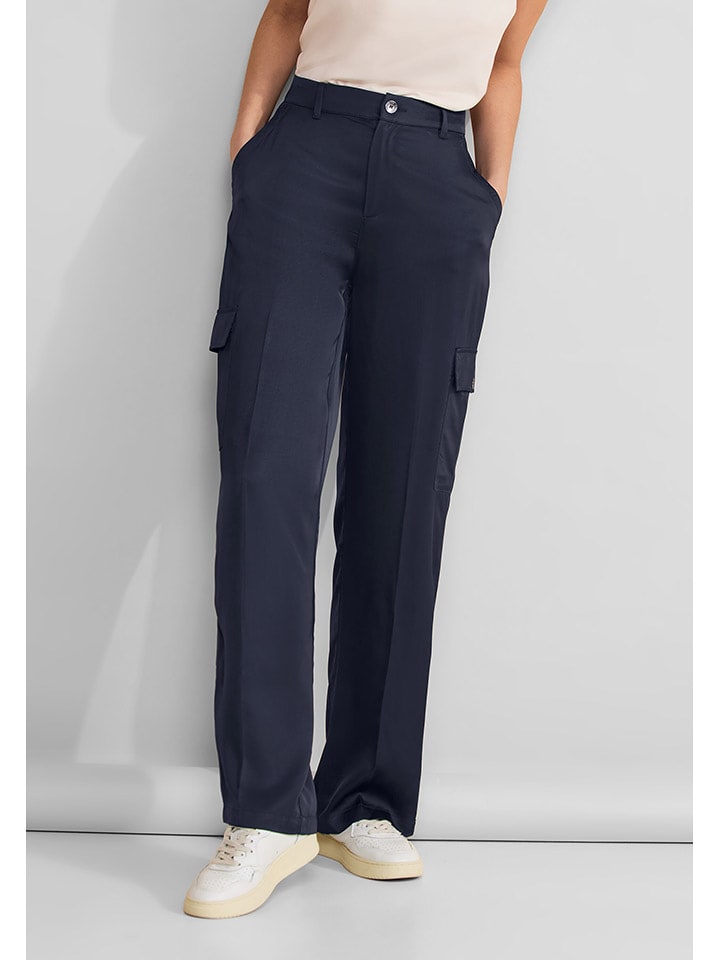 Street One Bojówki "Satin" w kolorze granatowym rozmiar: 38/L30