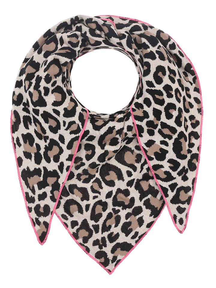 Zwillingsherz Chusta trójkątna "Lacey" w kolorze beżowo-czarnym rozmiar: onesize