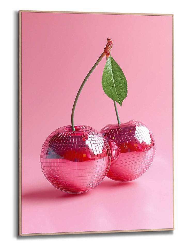 Orangewallz Druk artystyczny "Glitter Ball Cherries" w ramce rozmiar: 50x70 cm