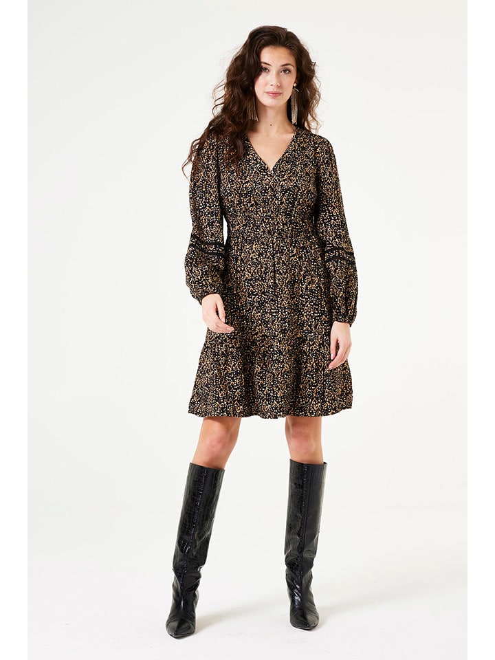 Garcia Sukienka w kolorze beżowo-czarnym rozmiar: L