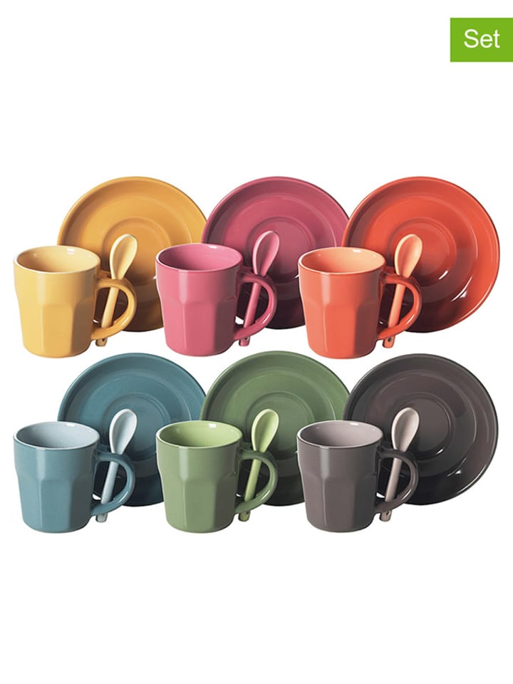 Trendy Kitchen by EXCÉLSA Filiżanki (6 szt.) "Abbraccio" ze wzorem do espresso - 90 ml rozmiar: onesize