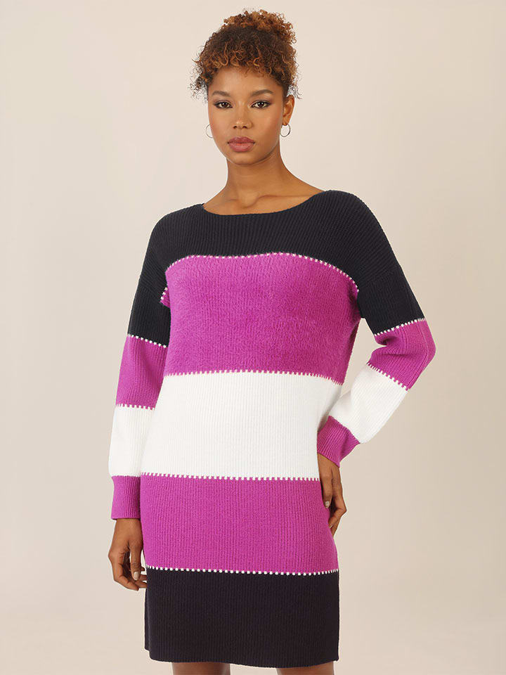 APART Sukienka w kolorze czarno-fioletowo-kremowym rozmiar: 40/42