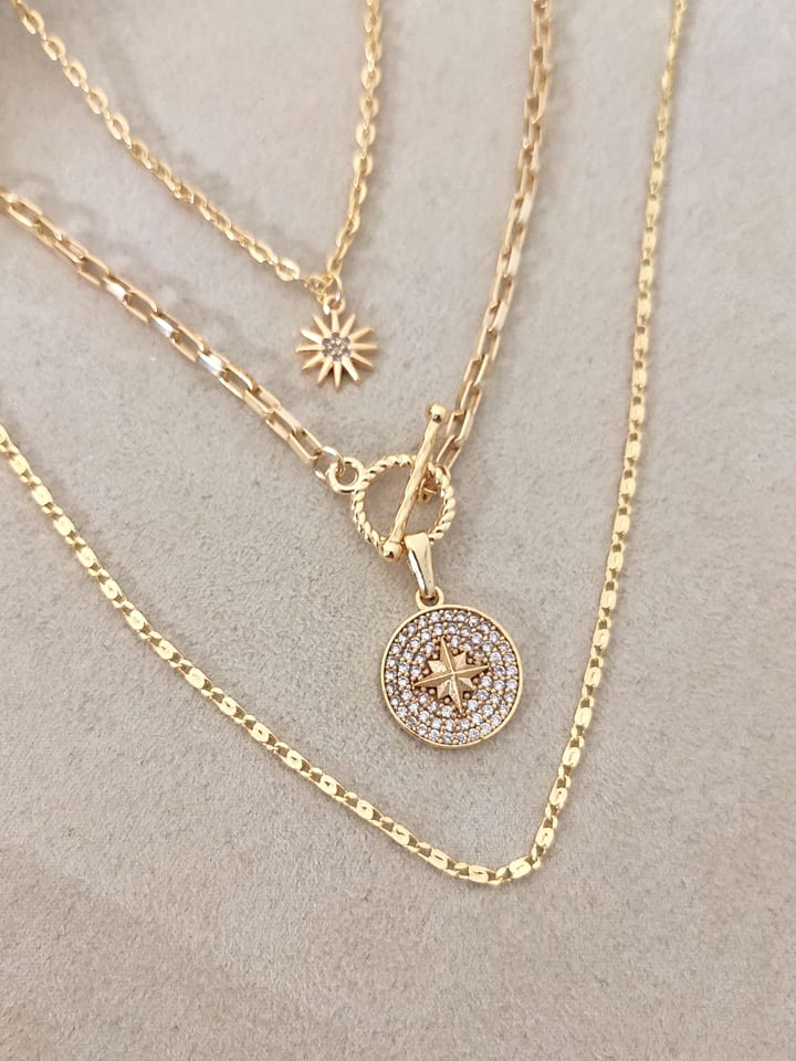 Nakkash Pozłacany naszyjnik z cyrkoniami - dł. 50 cm rozmiar: onesize