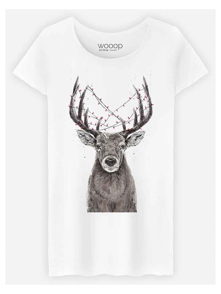 WOOOP Koszulka "Christmas Deer" w kolorze białym rozmiar: XL