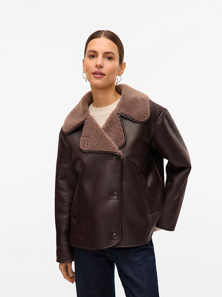 Vero Moda Kurtka "VMMIRANDA" w kolorze brązowym ze skóry syntetycznej rozmiar: XS
