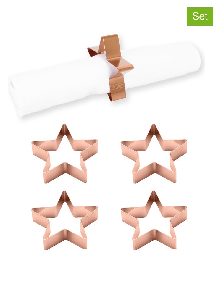 Echtwerk Obręcze (4 szt.) "Star" w kolorze miedzianym do serwetek - Ø 7 cm rozmiar: onesize