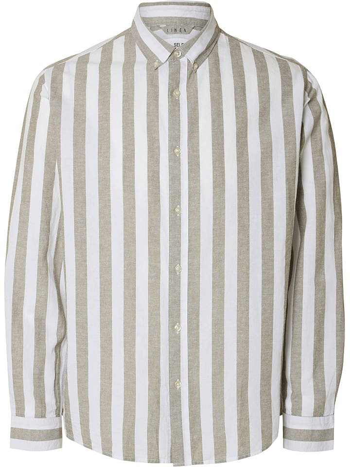 SELECTED HOMME Koszula w kolorze beżowo-białym rozmiar: M