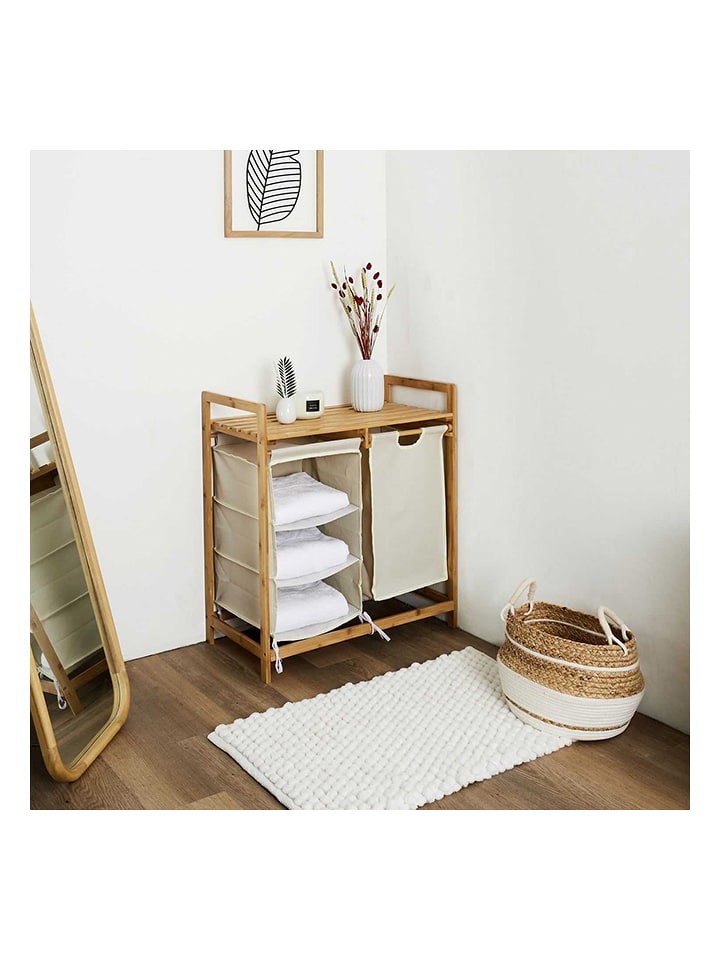 THE HOME DECO FACTORY Regał stojący w kolorze jasnobrązowo-kremowym - 69,5 x 77 x 38 cm rozmiar: onesize