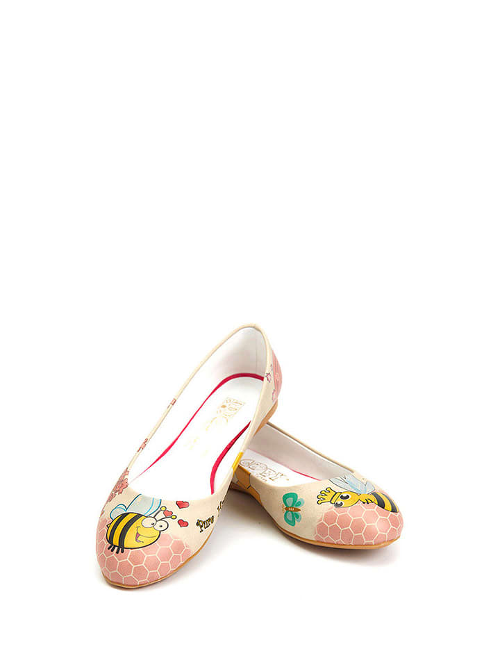 Goby Baleriny w kolorze beżowym ze wzorem rozmiar: 39